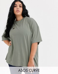 Oversize-футболка шалфейного цвета ASOS DESIGN Curve-Зеленый