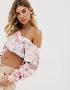 Укороченный свитшот с принтом тай-дай Public Desire-Розовый