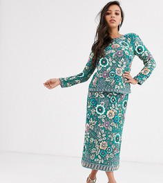 Юбка-карандаш миди с цветочным узором ASOS EDITION Petite-Мульти