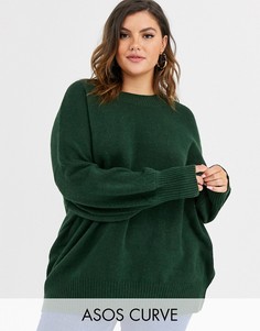 Пушистый oversize-джемпер из переработанной пряжи с пышными рукавами ASOS DESIGN Curve-Зеленый