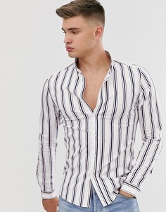 Белая облегающая рубашка в полоску ASOS DESIGN-Белый