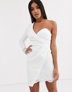 Платье-пиджак мини с кружевной вставкой ASOS DESIGN-Белый