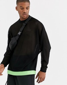 Oversize-лонгслив с рукавами \летучая мышь\" и затягивающимся шнурком ASOS DESIGN-Черный