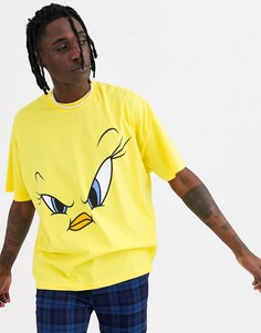 Oversize-футболка с принтом \Твити\" ASOS DESIGN Looney Tunes-Желтый