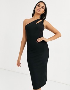 Черное платье на одно плечо с вырезами Ivyrevel-Черный