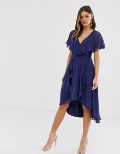 Платье миди с кейпом ASOS DESIGN-Синий