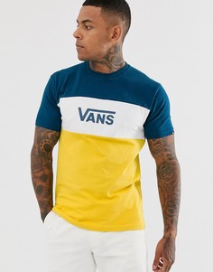 Темно-синяя/желтая футболка в стиле колор блок Vans-Желтый