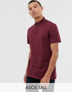Бордовая футболка-поло с булавкой на воротнике ASOS DESIGN Tall-Красный