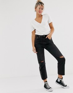 Укороченные джинсы с рваными коленями Levis 501-Черный Levis®