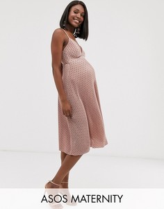 Платье миди в горошек ASOS DESIGN Maternity-Мульти