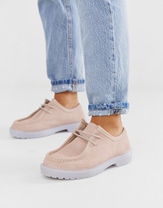 Розовые кожаные туфли на плоской подошве со шнуровкой ASOS DESIGN Morocco-Розовый