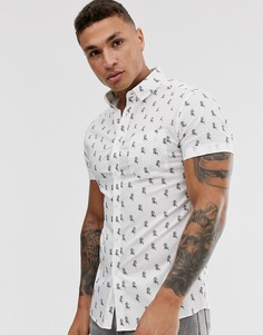 Белая рубашка скинни с принтом роз ASOS DESIGN-Белый