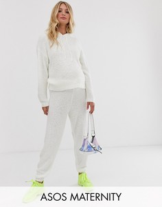 Трикотажные джоггеры с отделкой борг (из комплекта) ASOS DESIGN Maternity-Кремовый