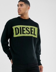 Черный джемпер с неоновым логотипом Diesel K-Logox-C