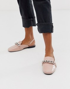 Розовые лоферы с квадратным носком и цепочкой ASOS DESIGN - Made-Розовый