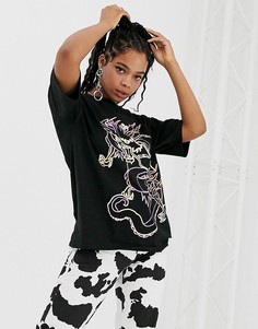 Oversize-футболка с принтом дракона ASOS DESIGN-Черный