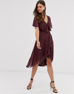 Платье миди с кейпом ASOS DESIGN-Фиолетовый