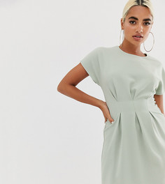 Платье мини с защипами на талии ASOS DESIGN Petite-Зеленый
