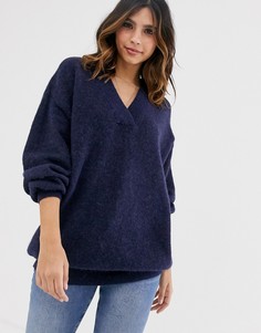 Вязаный трикотажный oversize-джемпера Y.A.S-Темно-синий