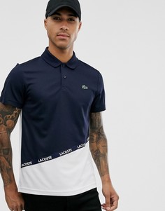 Темно-синее поло со вставкой и логотипом Lacoste-Темно-синий