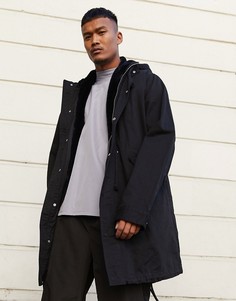 Черная парка со съемной подкладкой из искусственного меха ASOS DESIGN-Черный