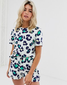 Пижамный комплект со звериным принтом ASOS DESIGN-Мульти