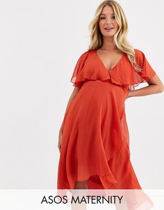 Платье миди с кейпом ASOS DESIGN Maternity-Желтый