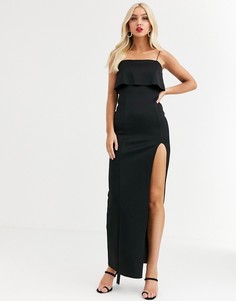 Платье макси с кроп-топом и разрезом ASOS DESIGN-Черный