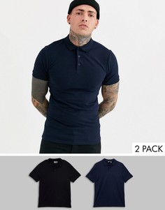 Поло обтягивающего кроя ASOS DESIGN - Набор из 2 шт. со скидкой-Мульти