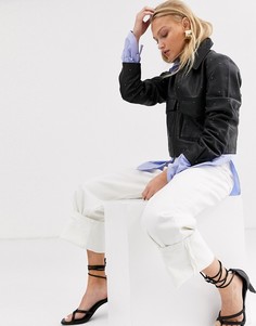 Кожаная куртка с заклепками Selected Femme-Черный