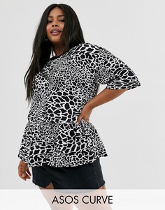 Свободный топ с анималистичным принтом ASOS DESIGN Curve-Мульти