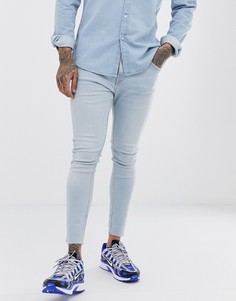 Светло-голубые супероблегающие джинсы Bershka-Синий
