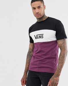Бордово-белая футболка колор блок Vans-Красный