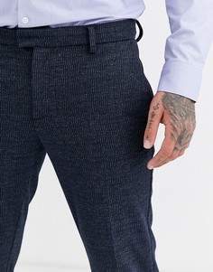 Темно-синие строгие брюки в клетку River Island-Темно-синий