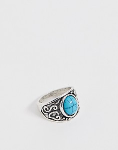 Серебристое кольцо с бирюзой DesignB-Серебряный
