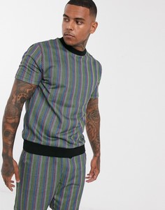 Свитшот в полоску из комплекта с короткими рукавами ASOS DESIGN-Черный