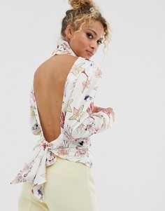 Топ с открытой спиной и принтом Never Fully Dressed-Мульти