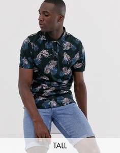Темно-синее поло с цветочным принтом Jacamo-Темно-синий