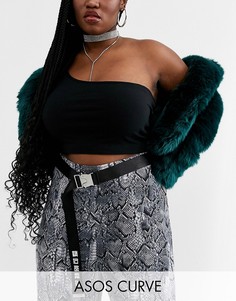 Ремень в стиле милитари с надписью ASOS DESIGN Curve-Черный
