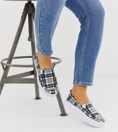 Черно-белые кеды-слипоны в клетку для широкой стопы ASOS DESIGN Dexter-Мульти
