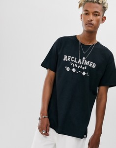 Футболка с логотипом и принтом солнца и полумесяца Reclaimed Vintage-Черный