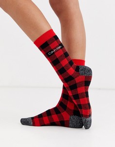 Красные носки в клетку Calvin Klein-Красный