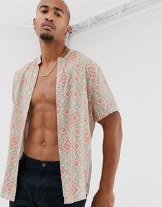 Свободная рубашка с воротником на пуговице и ацтекским принтом ASOS DESIGN-Розовый
