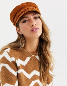Светло-коричневая вельветовая кепка с плетеной вставкой ASOS DESIGN-Светло-коричневый
