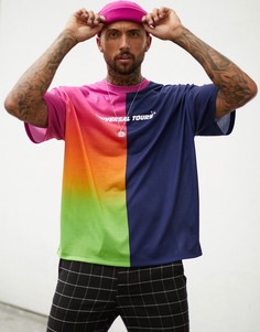 Oversize-футболка с принтом омбре на одной стороне ASOS DESIGN-Темно-синий