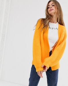 Пушистый кардиган крупной вязки ASOS DESIGN-Желтый