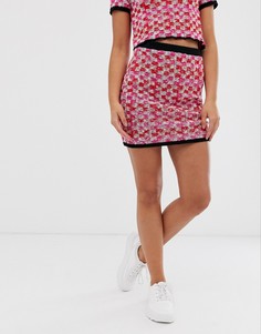Комбинируемая твидовая мини-юбка в клетку ASOS DESIGN-Красный