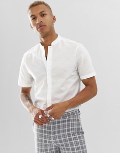 Белая льняная рубашка классического кроя ASOS DESIGN-Белый