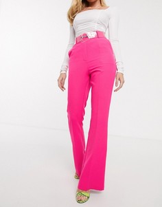 Розовые расклешенные брюки с прозрачным ремнем ASOS DESIGN-Розовый