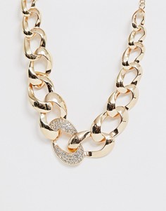 Золотистое броское ожерелье с кристаллами ASOS DESIGN-Золотой